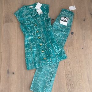 Ganni denim print set - NWT attached size 38/26